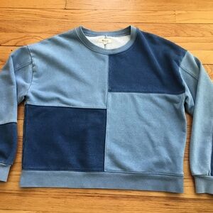 Madewell blue patchwork sweatshirt